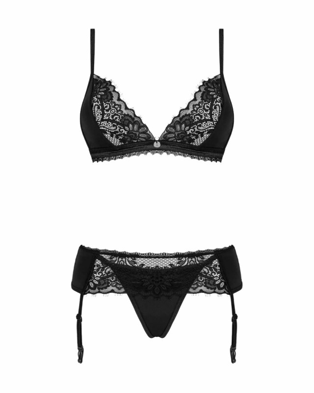 Комплект спокусливої білизни XS/S Maderris Obsessive, чорний, 3 предмети - Изображение 2