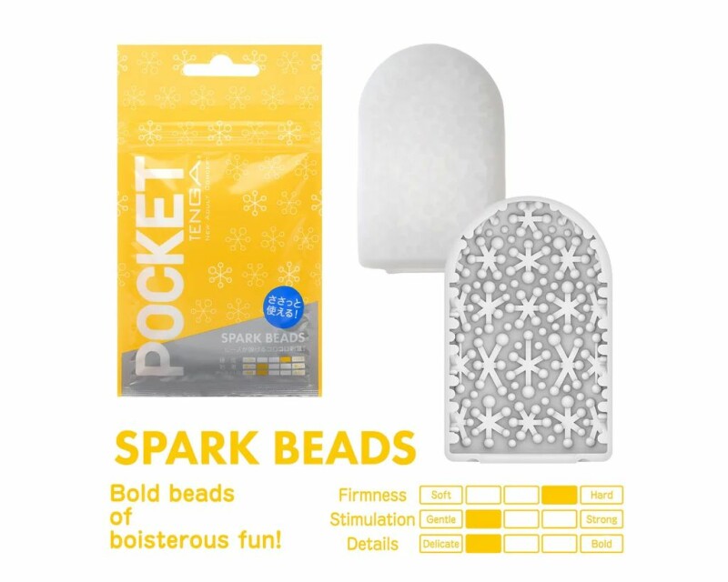 Міні мастурбатор нереалістичний Tenga Pocket Spark Beads, з рельєфом, білий, 7.5 х 5.5 см - Изображение 4