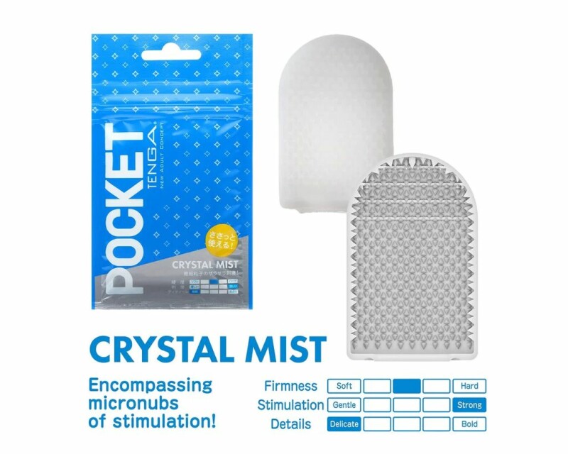 Міні мастурбатор нереалістичний Tenga Pocket Crystal Mist, з рельєфом, білий, 7.5 х 5.5 см - Зображення 4