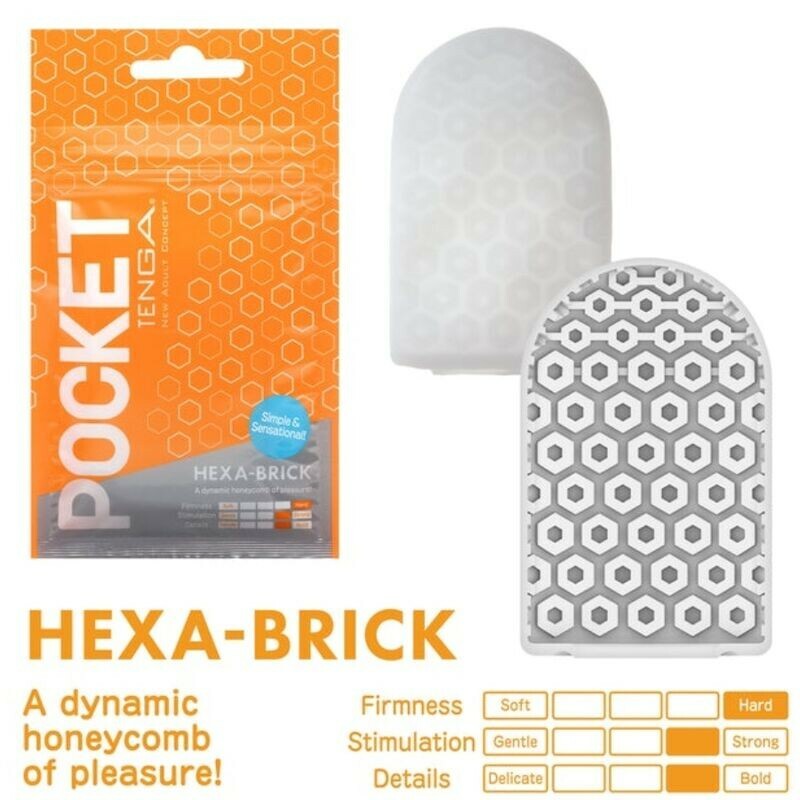 Міні мастурбатор нереалістичний Tenga Pocket Hexa-Brick, з рельєфом, білий, 7.5 х 5.5 см - Зображення 4