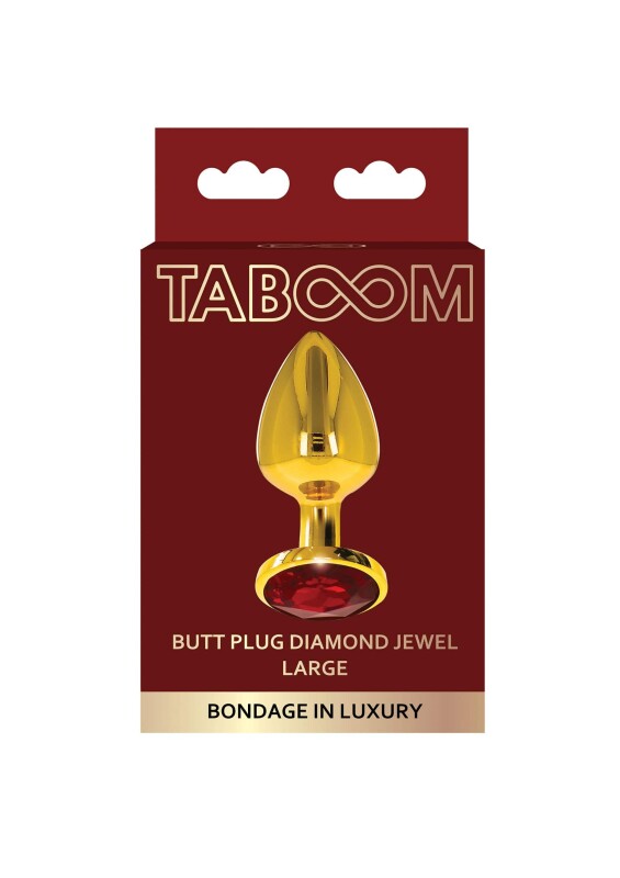 Анальна пробка Taboom, L, Diamond Jewel з кристалом, золота, 9.5 x 4 см