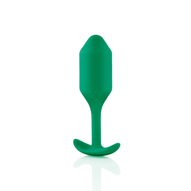 Анальна пробка зі зміщеним центром ваги B-Vibe Snug Plug 2, силіконова, зелена, 10.5 х 3 см - Изображение 2