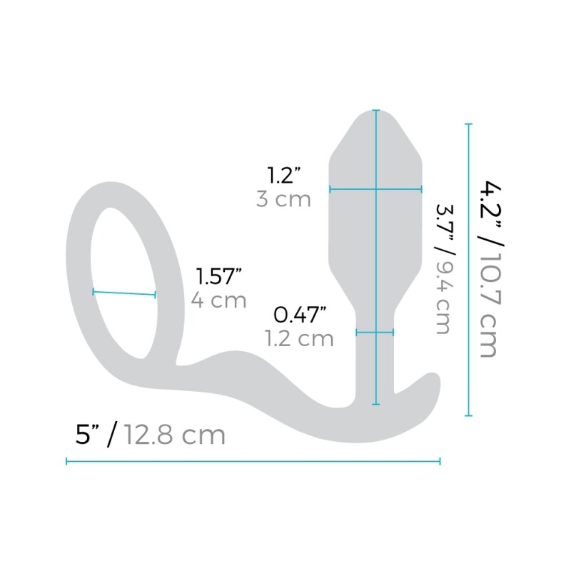 Анальна пробка з ерекційним кільцем B-Vibe Snug & Tug силіконова, чорна, 10.7 х 3 см - Изображение 7