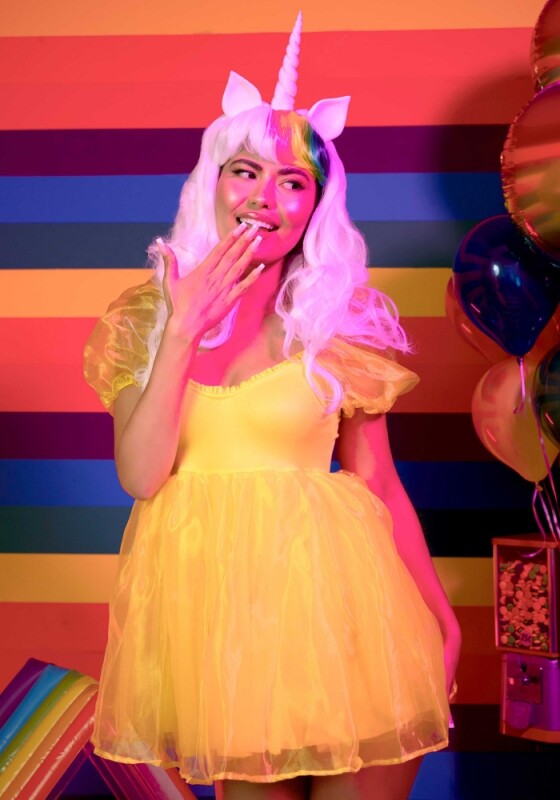 Костюм єдинорога перука і хвіст Leg Avenue, білий і райдужний, 58 см - Изображение 3