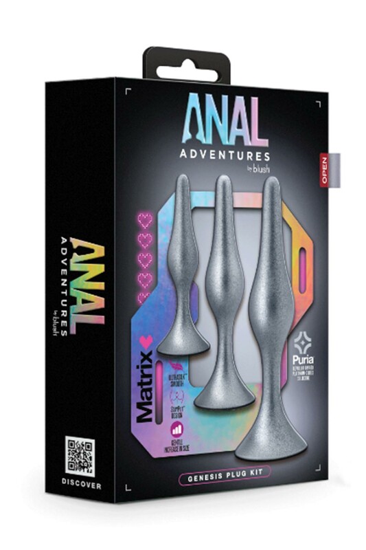 Набір анальних пробок Blush Anal Adventures різних розмірів, сірий, 3 шт - Изображение 1