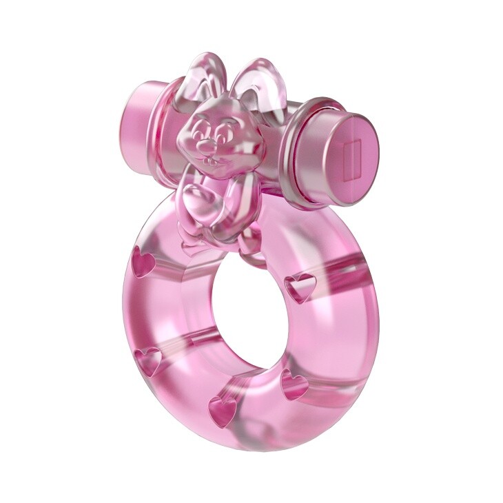 Ерекційне віброкільце Baile Bunny рожеве, 5 х 3.5 см - Зображення 2