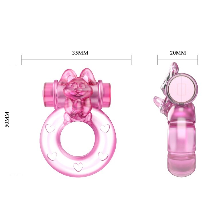 Ерекційне віброкільце Baile Bunny рожеве, 5 х 3.5 см - Зображення 5