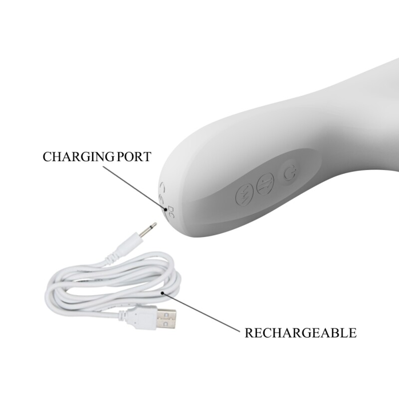 Вібратор-кролик Pretty Love Reese з поштовхами та обертанням, білий, 24.8 х 4 см - Изображение 8