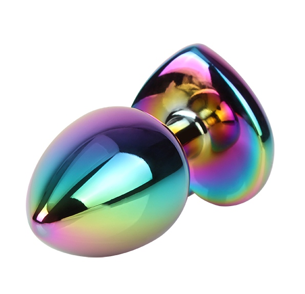 Анальна пробка з кристалом в формі серця S Rainbow Gem Chisa, металева, різнокольорова, 7 х 2.7 см - Изображение 3
