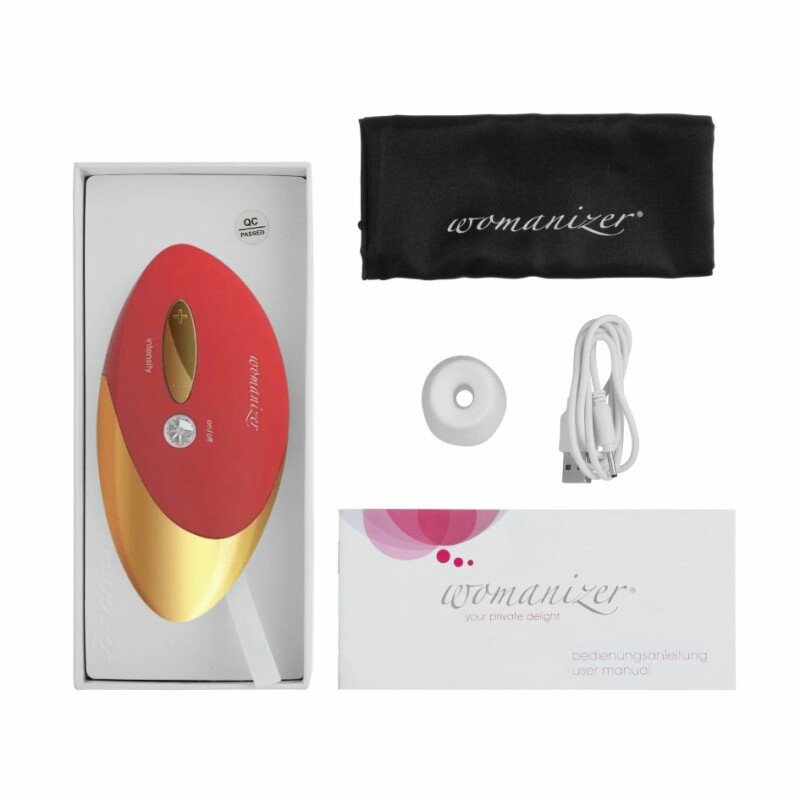 Кліторальний стимулятор Womanizer Pro W500 Red із золотою деталлю, червоний - Изображение 6