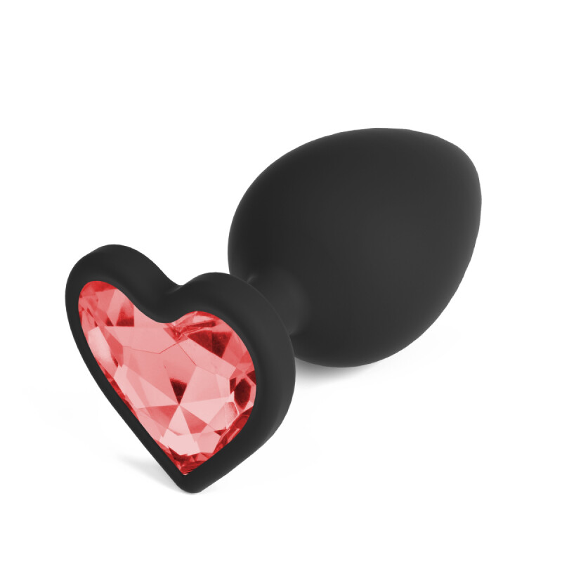 Анальна пробка Crushious, M, Cuore зі змінними кристалами, чорна, 8 х 3.4 см - Зображення 2