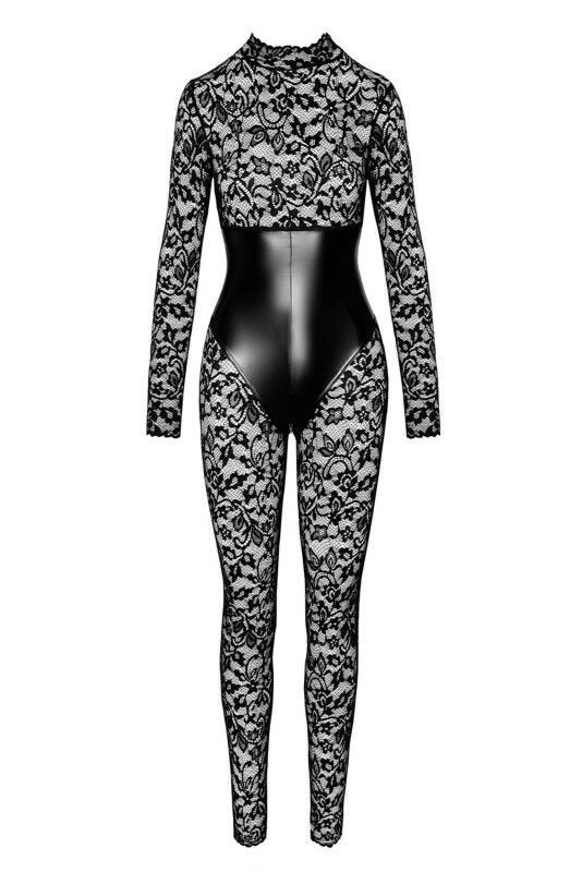 Комбінезон еротичний мереживний S Enigma F299 Noir Handmade, з блискавкою, чорний - Зображення 4