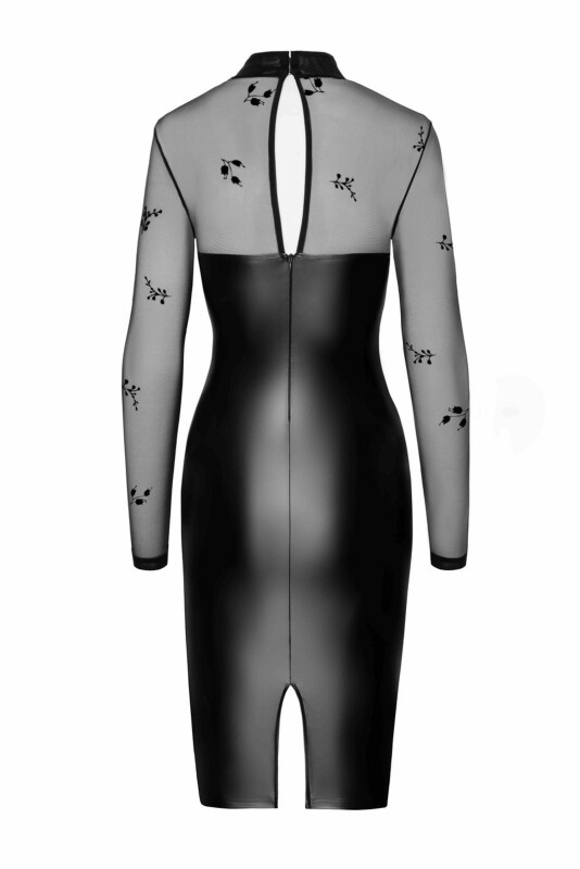 Сукня еротична вінілова M Sublime F310 Noir Handmade, з напівпрозорим верхом, чорна - Зображення 3