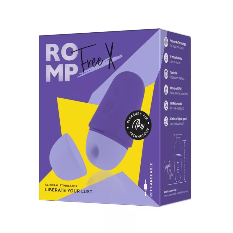 Вакуумний стимулятор для клітора ROMP Free X, силіконовий, фіолетовий - Изображение 9