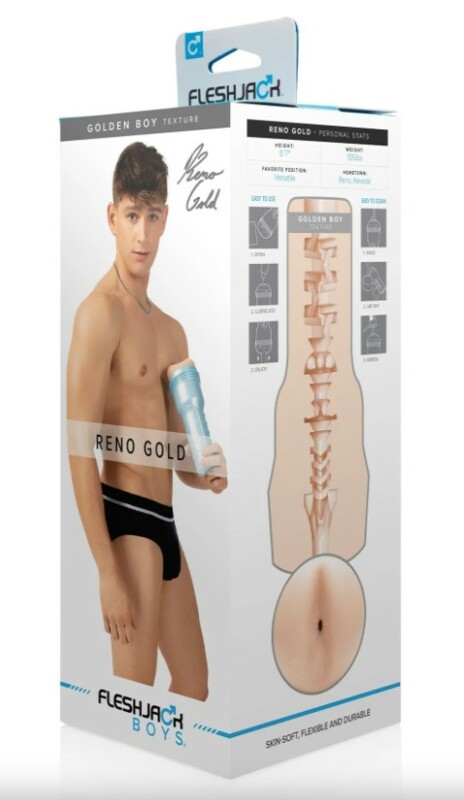 Маструбатор анус, кібершкіра в колбі, Fleshjack Boys Reno Gold Golden Boy Signature Butt, бежевий - Зображення 2