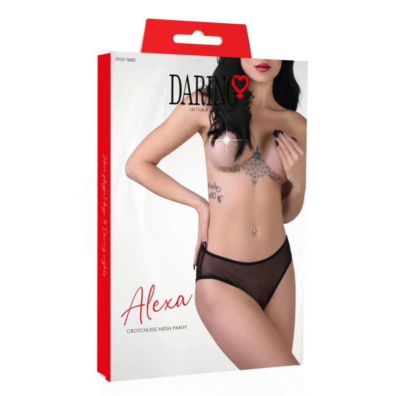 Трусики прозорі з інтимним вирізом Daring Intimates Alexa crotchless mesh panty, чорні, S/M - Изображение 1