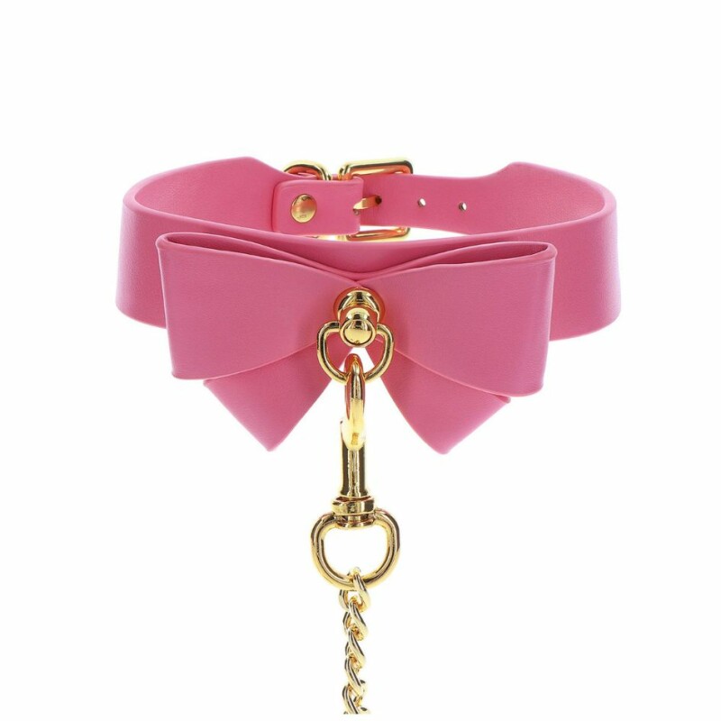 Нашийник із повідцем Taboom Malibu Collar and Leash із веганської шкіри, рожевий - Изображение 4