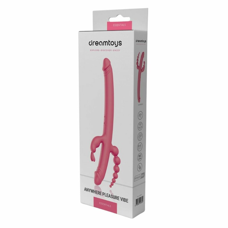 Вібратор з 4 стимулюючими кінцями Dreamtoys Essentials Anywhere Pleasure Vibe Pink рожевий, 40 см х 3.7 см - Зображення 6