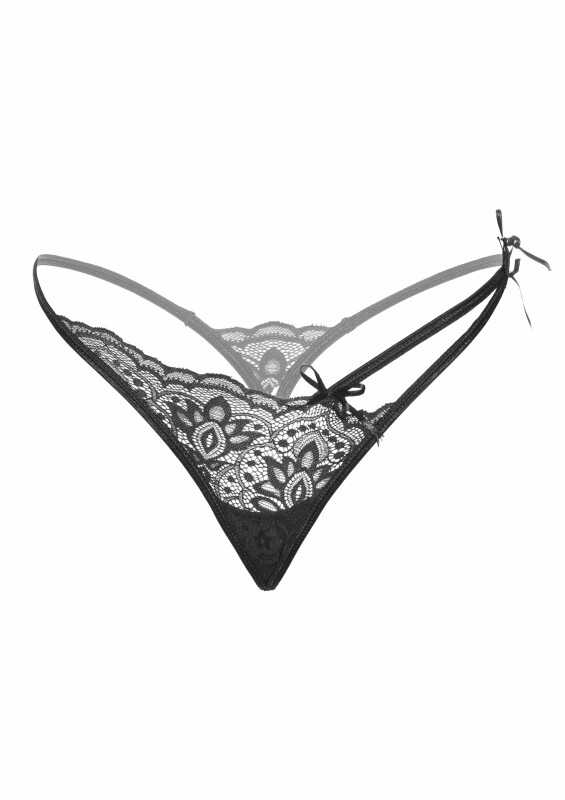 Стрінги еротичні мереживні S/M Gina Daring Intimates, чорні - Зображення 2