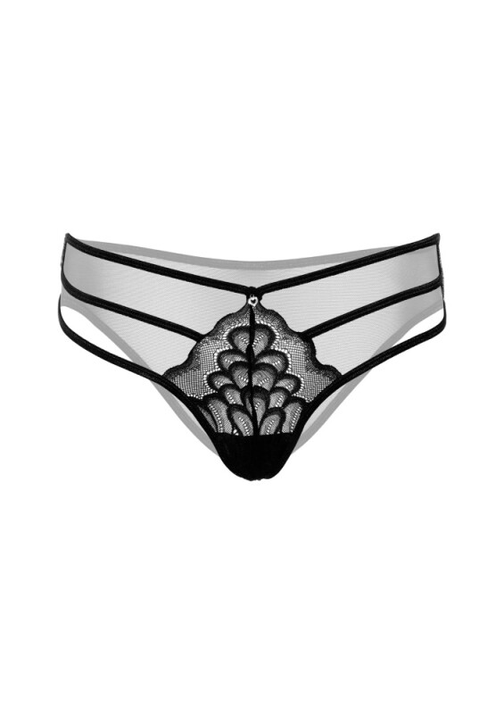 Трусики сексуальні з мереживом S/M Daring Intimates, напівпрозорі, чорні - Изображение 2