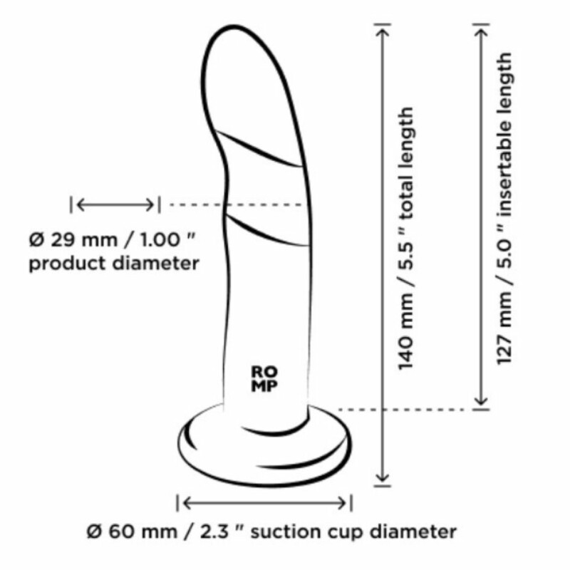 Нереалістичний фалоімітатор ROMP Piccolo Dildo насадка на страпон на присосці, для точки G і P, синій, 14 см х 2.9 см - Изображение 8