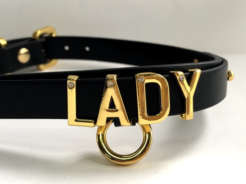 Чокер L з написом Lady від UPKO, зі шкіри, чорний із золотою фурнітурою - Зображення 4