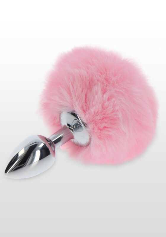 Анальна пробка металева Taboom Bunnytail Buttplug, з рожевим помпоном, 13.5 х 2.7 см - Изображение 2
