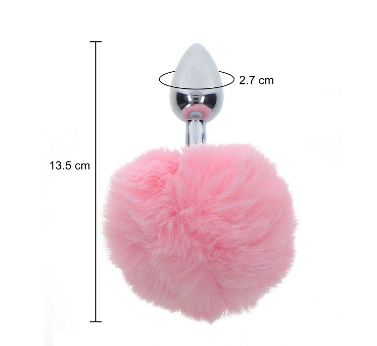 Анальна пробка металева Taboom Bunnytail Buttplug, з рожевим помпоном, 13.5 х 2.7 см - Изображение 3