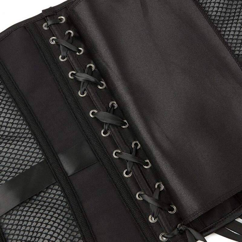 Корсет із сітки Star Night Grid Corset, S, з гачками й шнурівкою, чорний - Зображення 8