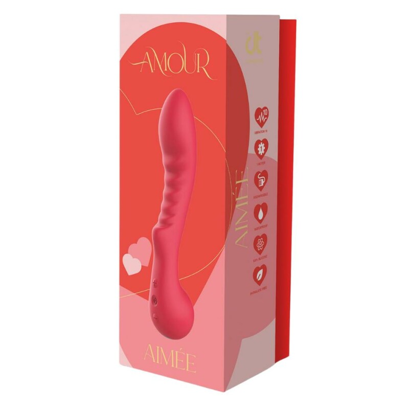 Вібратор рельєфний для точки G Dream Toys Amour Aimee червоний, 22 х 4.1 см - Зображення 4