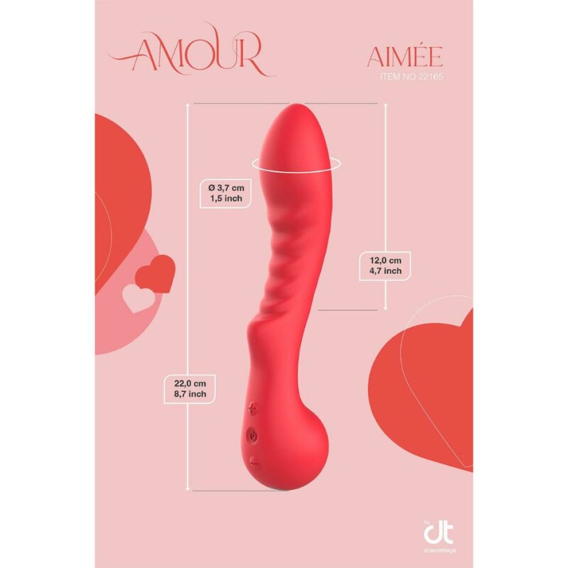 Вібратор рельєфний для точки G Dream Toys Amour Aimee червоний, 22 х 4.1 см - Зображення 6