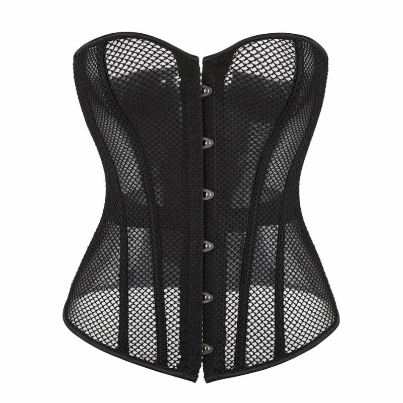 Корсет із сітки Star Night Grid Corset, S, з гачками й шнурівкою, чорний - Зображення 3