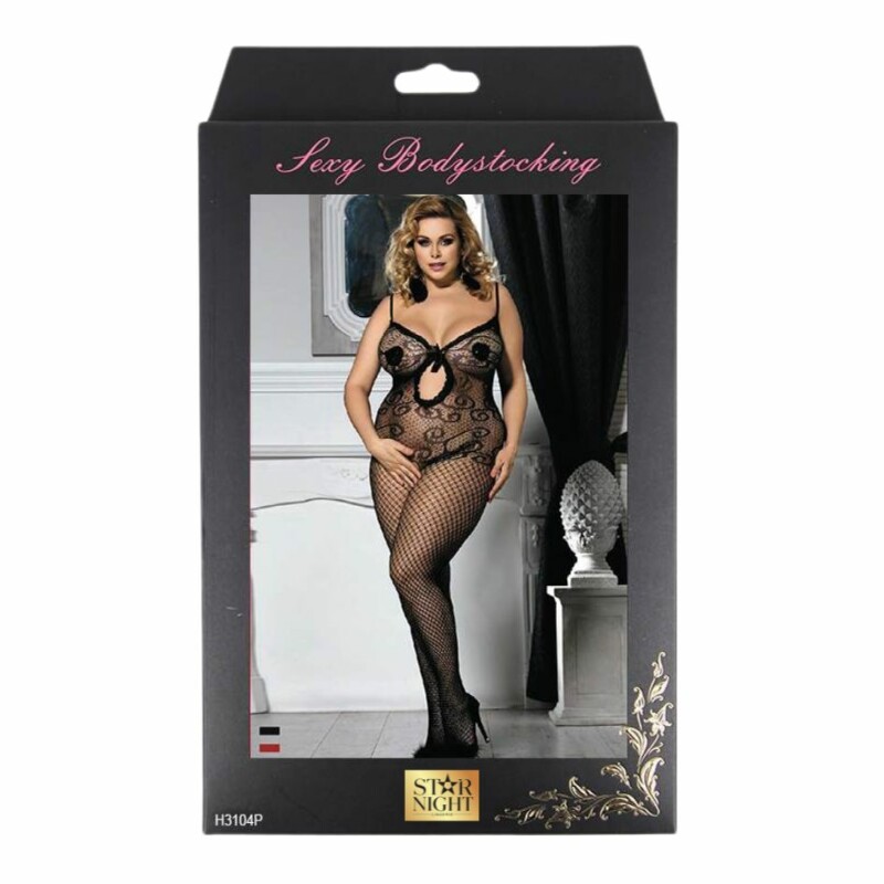 Комбінезон з інтимним доступом Star Nigh Fishnet Bodystocking у сіточку, чорний, Plus Size - Зображення 3