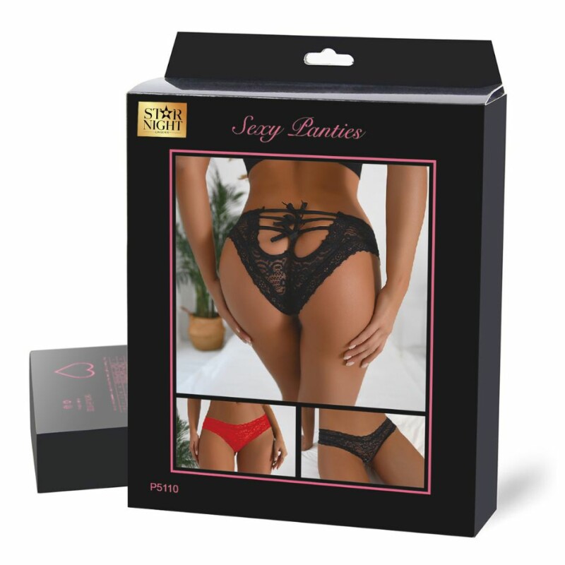 Трусики з бантиками Star Night Sexy Lace XS-S, мереживні, червоні - Зображення 3