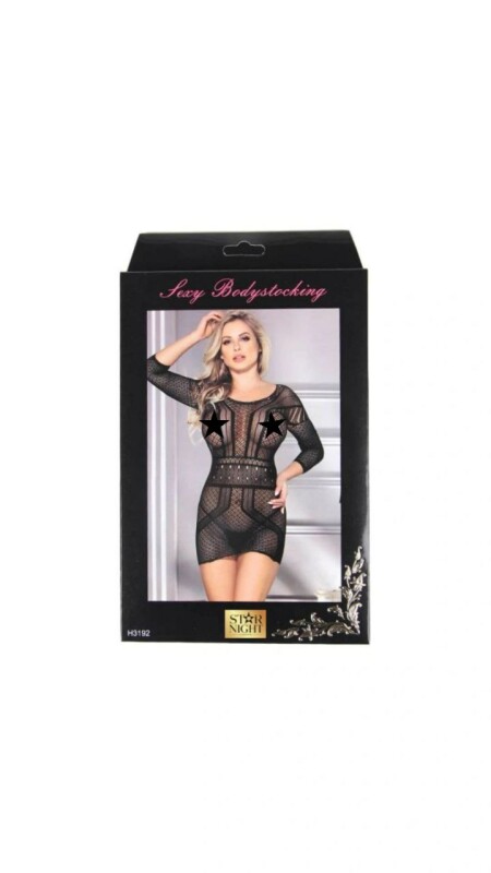 Сукня сексуальна з відкритою спиною Star Night Black Mesh Mini Dress мереживна, чорна, XS-M - Зображення 2