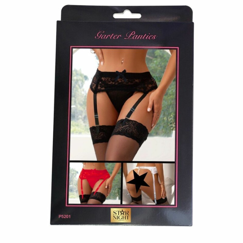 Пояс для панчіх з трусиками Star Night Lace Garter and Panty білий, XS-S