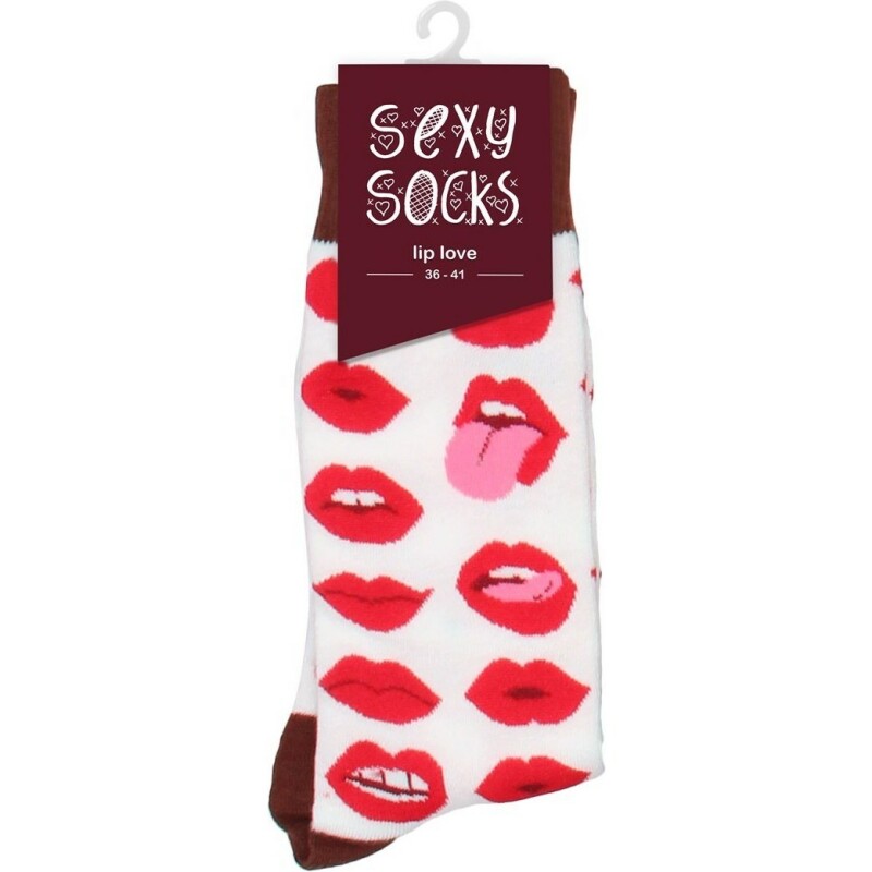 Шкарпетки Shots Sexy Socks Lip Love, біло-червоні, 36-41 - Зображення 1