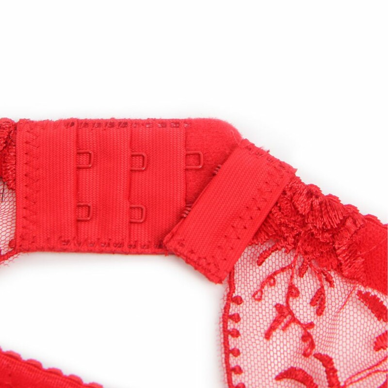 Пояс для панчіх з трусиками Star Night Embroidery Lace, S, з вишивкою, червоний - Изображение 6