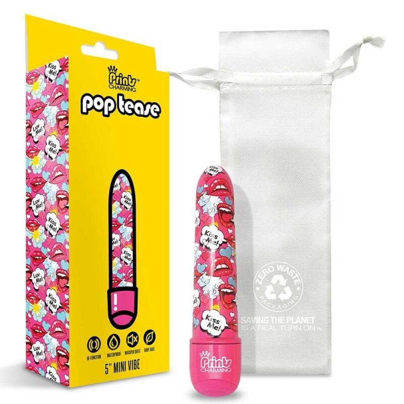 Міні-вібратор Global Novelties Prints Charming Pop Tease з яскравим принтом, різнокольоровий, 12.7 х 2.5 см - Изображение 2