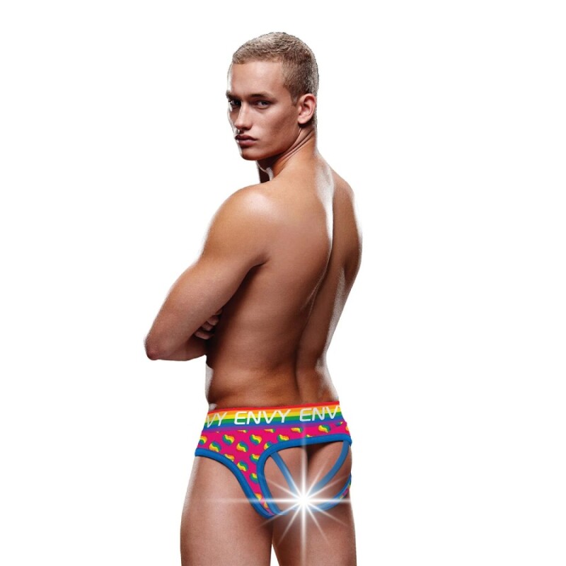 Труси чоловічі Envy Menswear Rainbow Hearts з відкритим задом, різнокольорові, S-M - Изображение 1