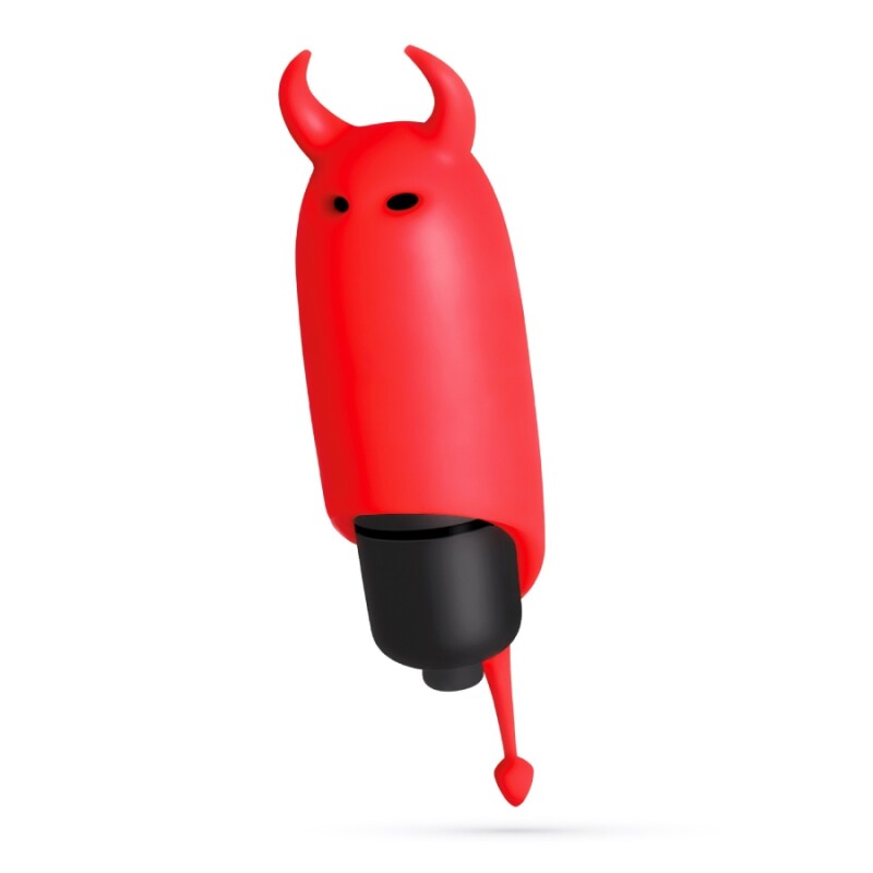 Міні-вібратор віброкуля з насадкою Crushios O-Pet Devil червоного кольору, 9.2 х 2.5 см - Зображення 3