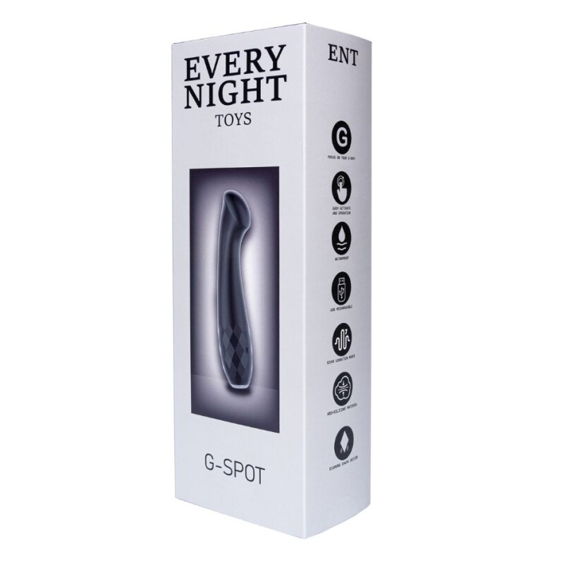 Вібратор вагінальний Every Night Toys для точки G, з рельєфним руків'ям, чорний, 17.5 х 3.5 см - Зображення 1