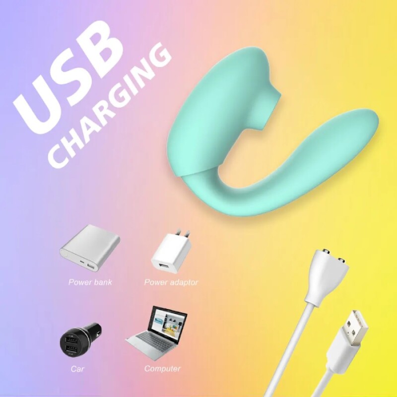 Вібратор-кролик з вакуумною стимуляцією Every Night Toys для точки G, зелений, 10.4 х 2.4 см - Зображення 4