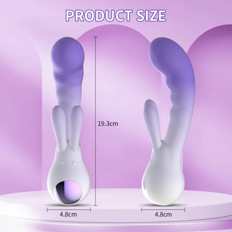 Вібратор-кролик зі світлодіодом Every Night Rabbit Vibe для точки G, фіолетовий, 19.3 х 4.8 см - Зображення 7