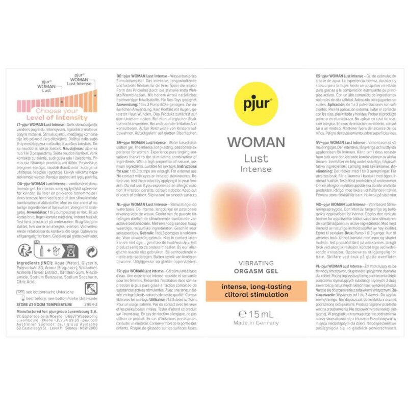 Гель для стимуляції клітора Pjur Woman Lust Intense на водній основі, 15 мл - Зображення 3