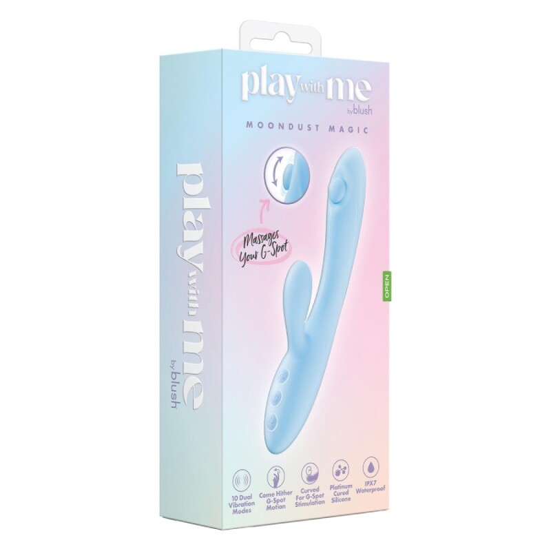 Вібратор-кролик Blush Play with me Moondust Magic для точки G та клітора, блакитний, 21 х 3.8 см - Изображение 1