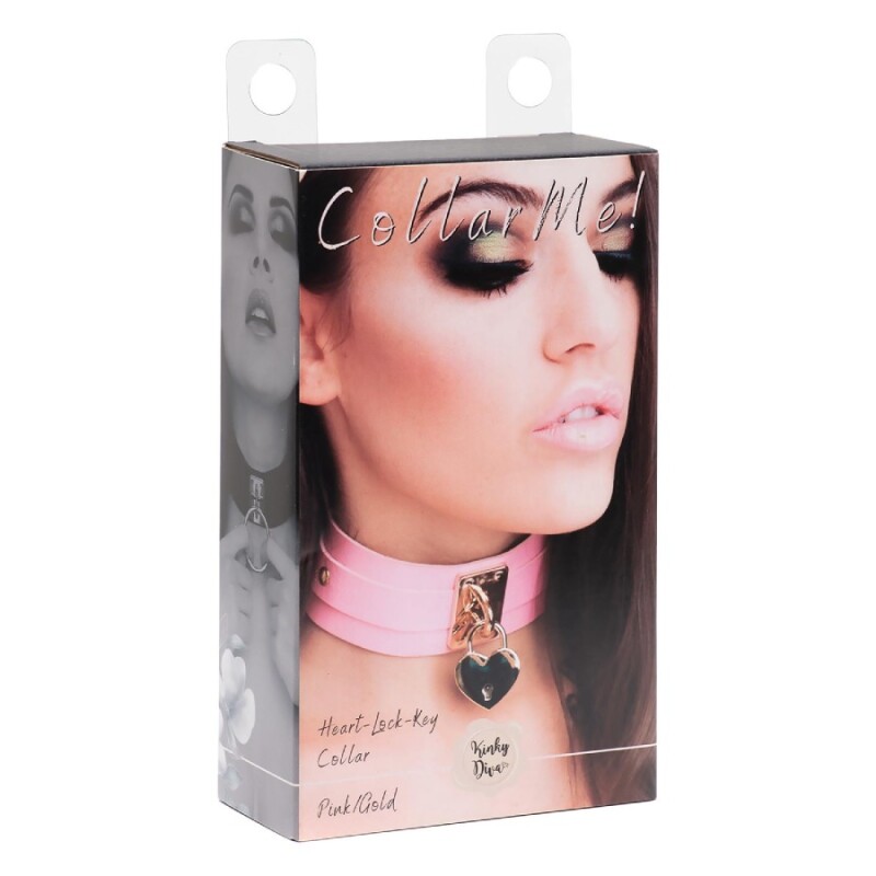 Нашийник Kinky Diva Heart Lock &amp; Key з замочком та ключиком, рожевий - Изображение 1
