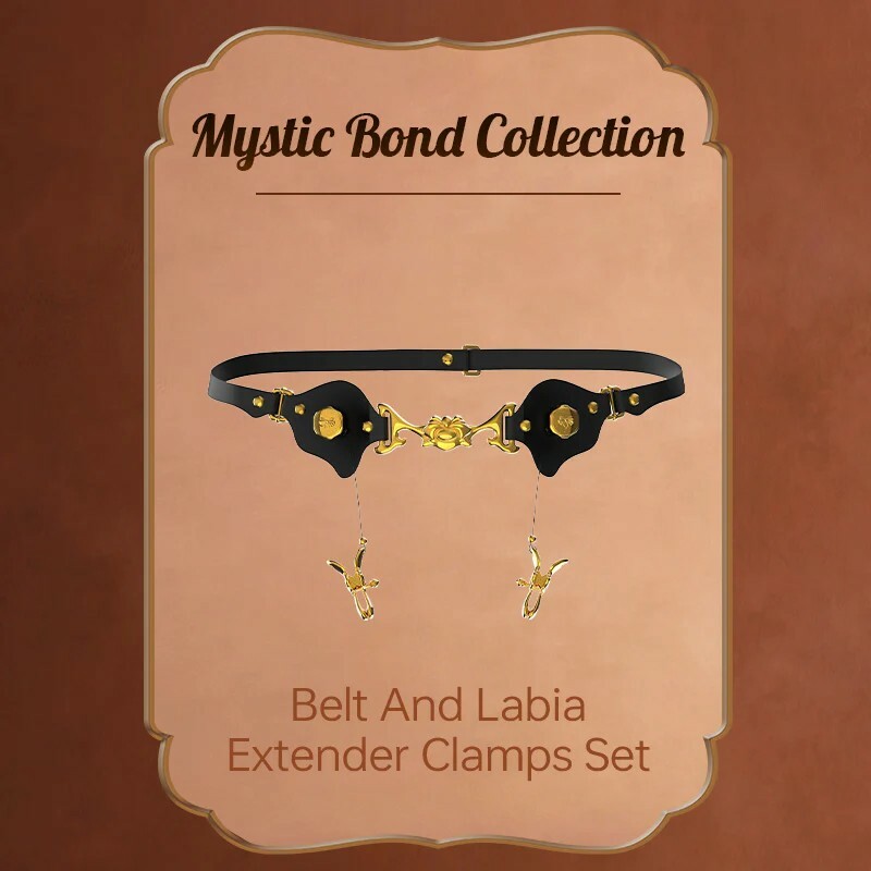 Пояс з затискачами на статеві губи UPKO Mystic Bond Collection, чорний - Изображение 8