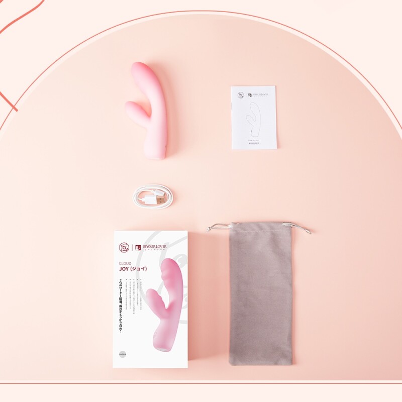 Вібратор-кролик м'якість зефіру BeYourLover Cloud JOY подвійний шар рідкого силікону, рожевий, 15.3 х 3.6 см - Зображення 8