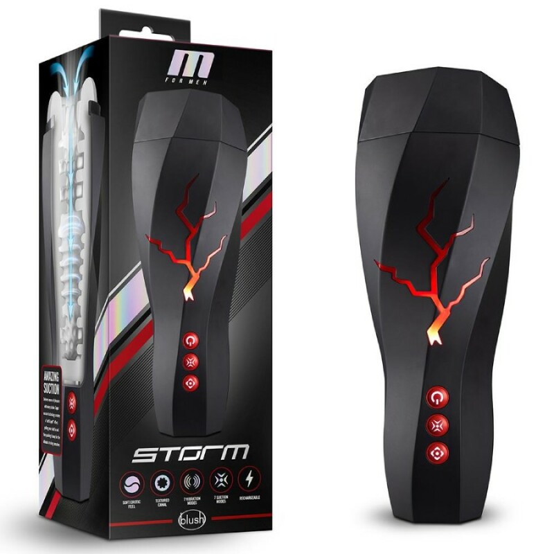 Мастурбатор Blush Storm з вібрацією, чорний, 28.5 х 10.8 см - Изображение 1